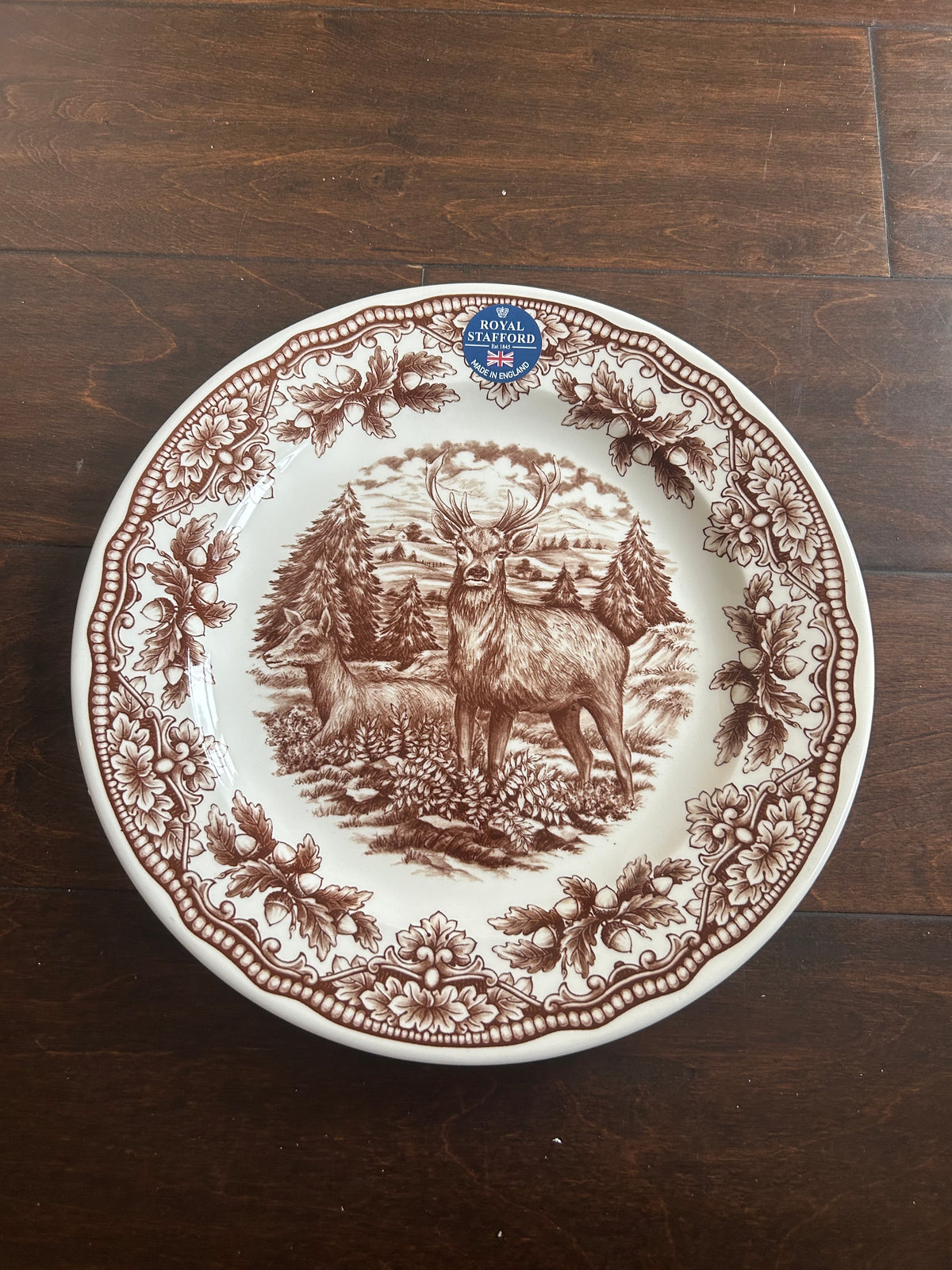 Royal Stafford Stag Deer 4 Dinner Plates New Fall Thanksgiving 11” Woodland