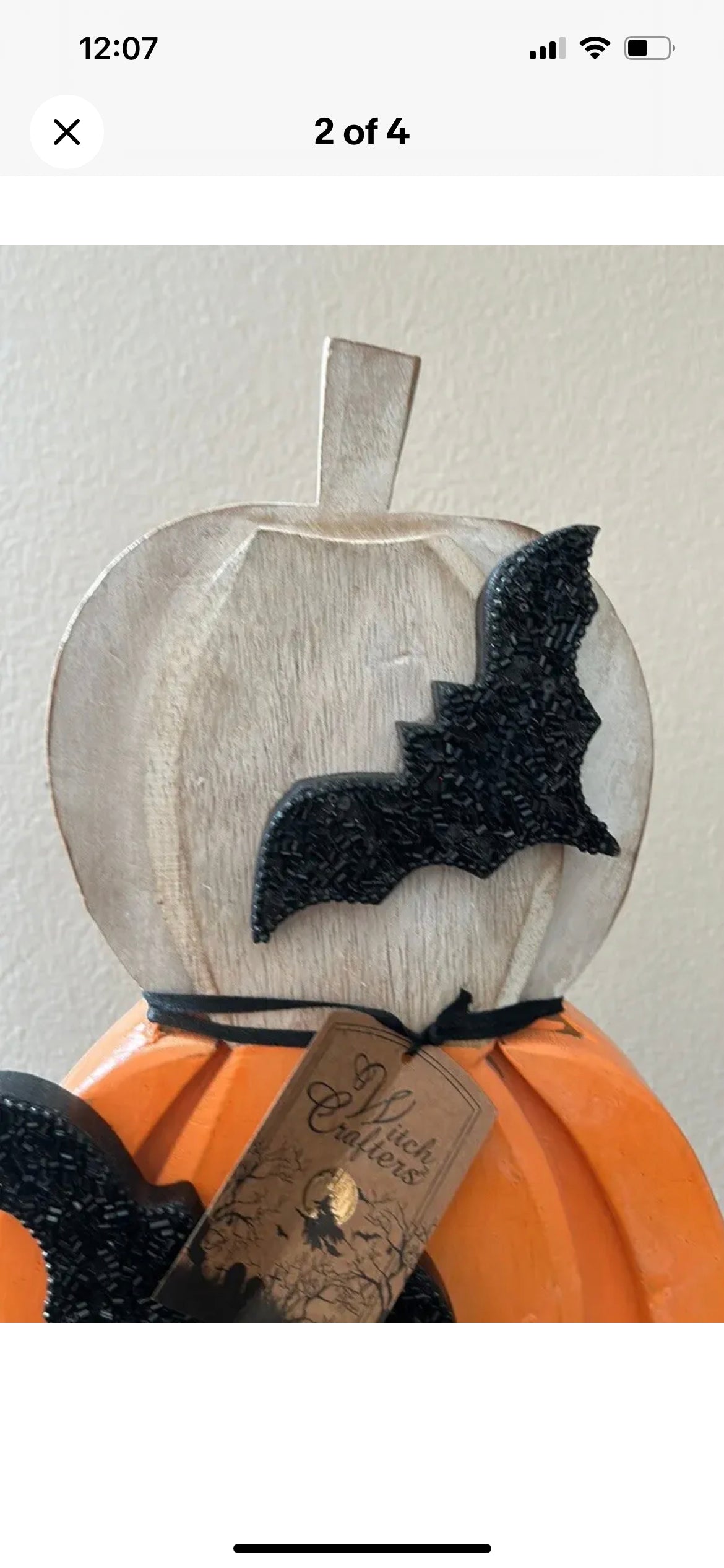 Witch Crafters New Wood Stacked Pumpkins Beaded Bats