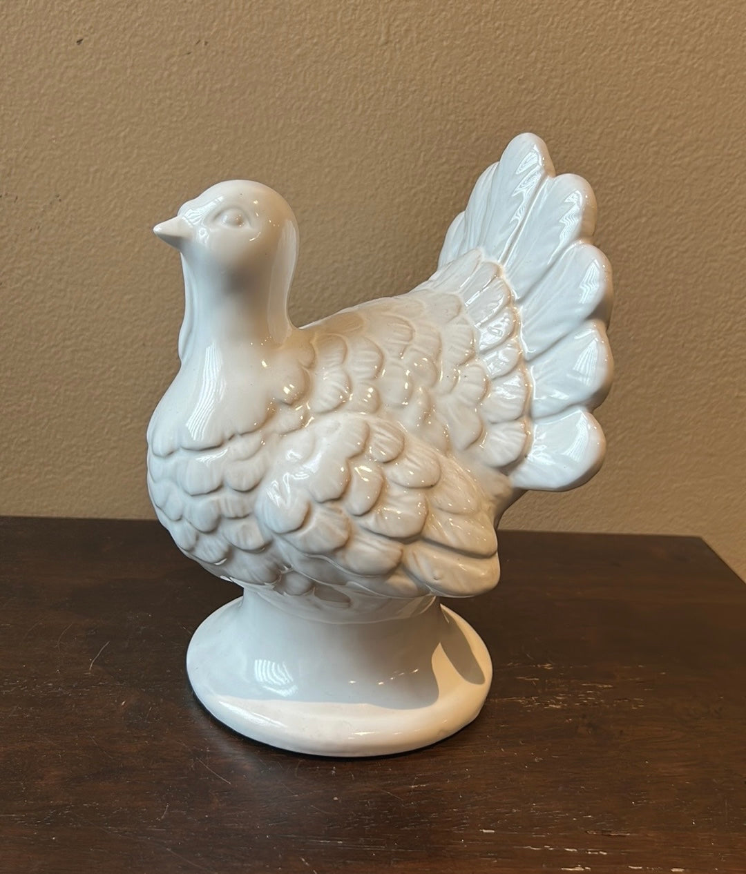 Cute Ceramic white Tabletop Turkey Figurine New Fall Thanksgiving Decor