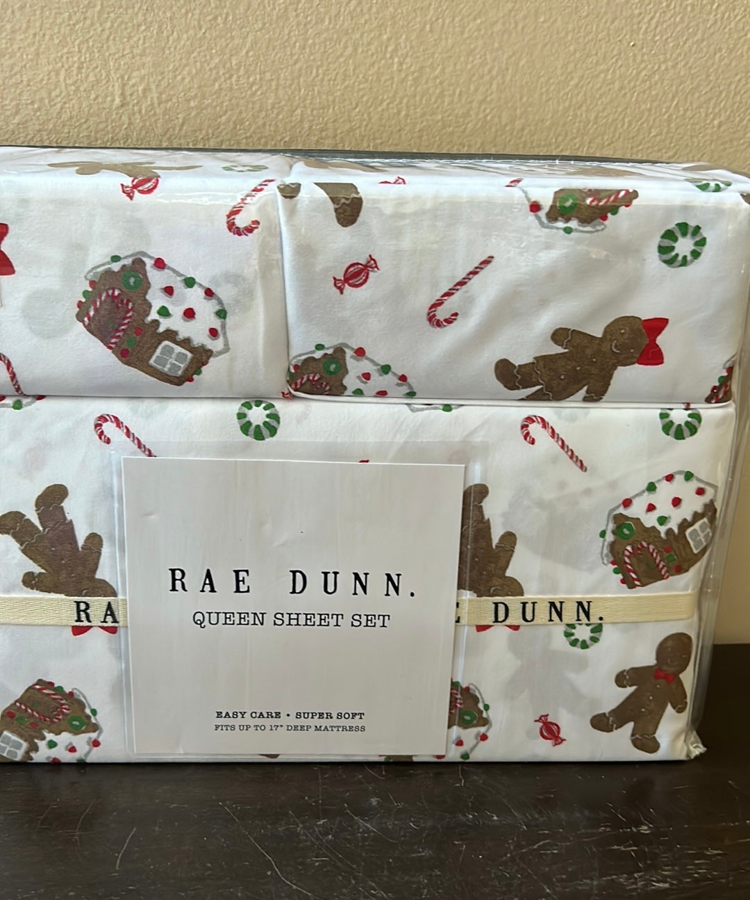 Rae Dunn Christmas Sheet Set Home Sweet Home Gingerbread Man Cookie