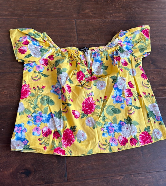 T*I*M*I*N*G  Woman's Blouse Top Floral Cotton blend Size S Colorful ST2825