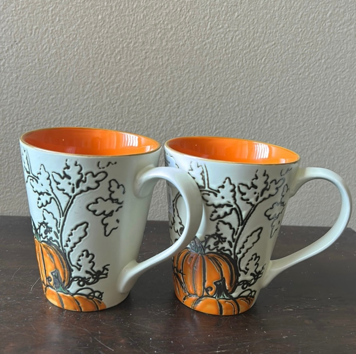 Set Of 4 Eli & Ana Pumpkin Leaves Thanksgiving Ceramic Mug ~Fall ~New