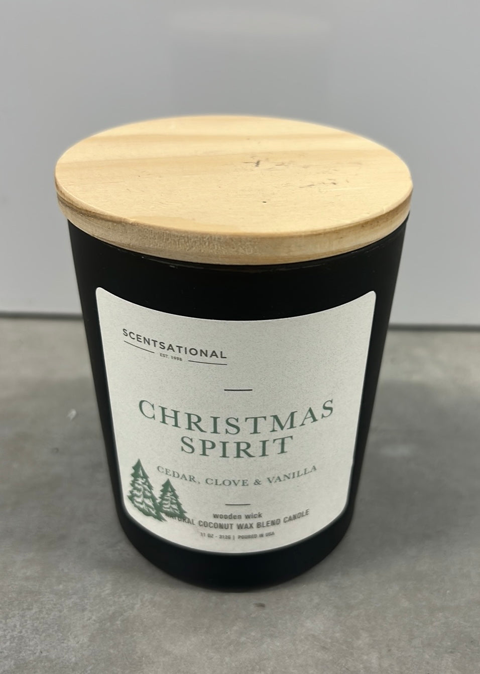 Scentsational Christmas Spirit Candle Glass Jar 11 Oz Coconut Wax WoodWick