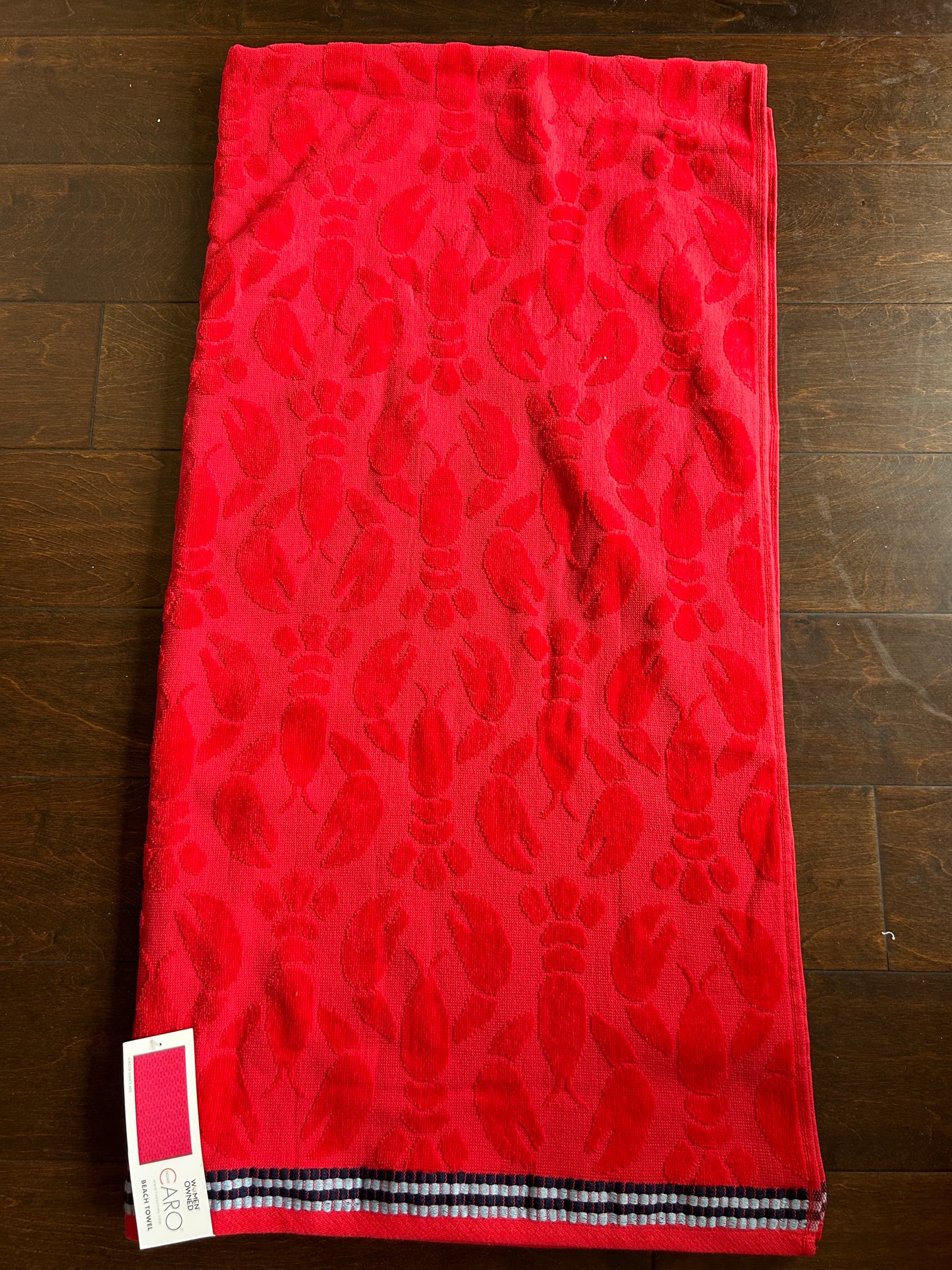 CARO Home Beach Towel Cotton Lobster print red 35”X70” New