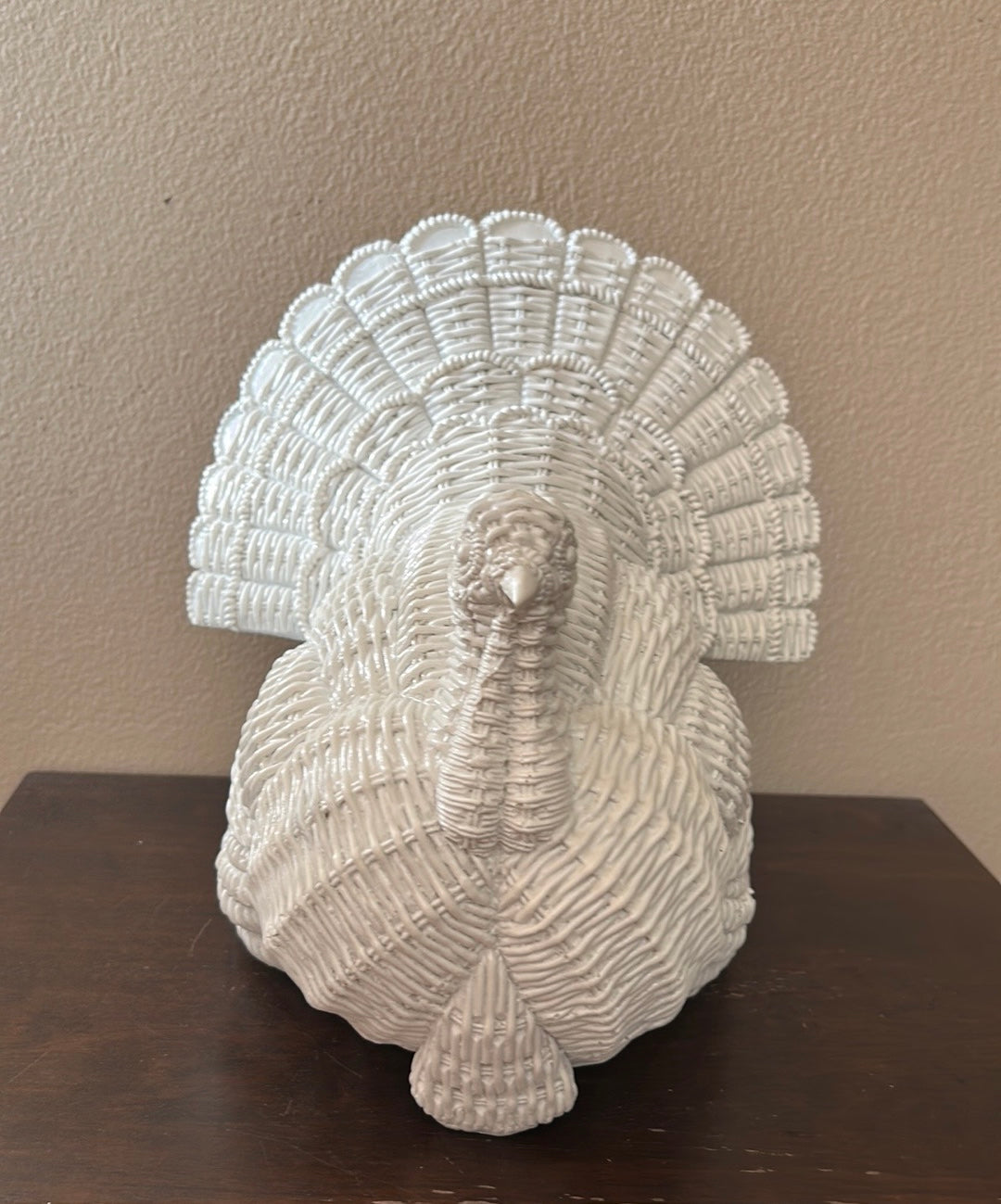 Beautiful White Turkey Basket Weave Design New Thanksgiving Decor