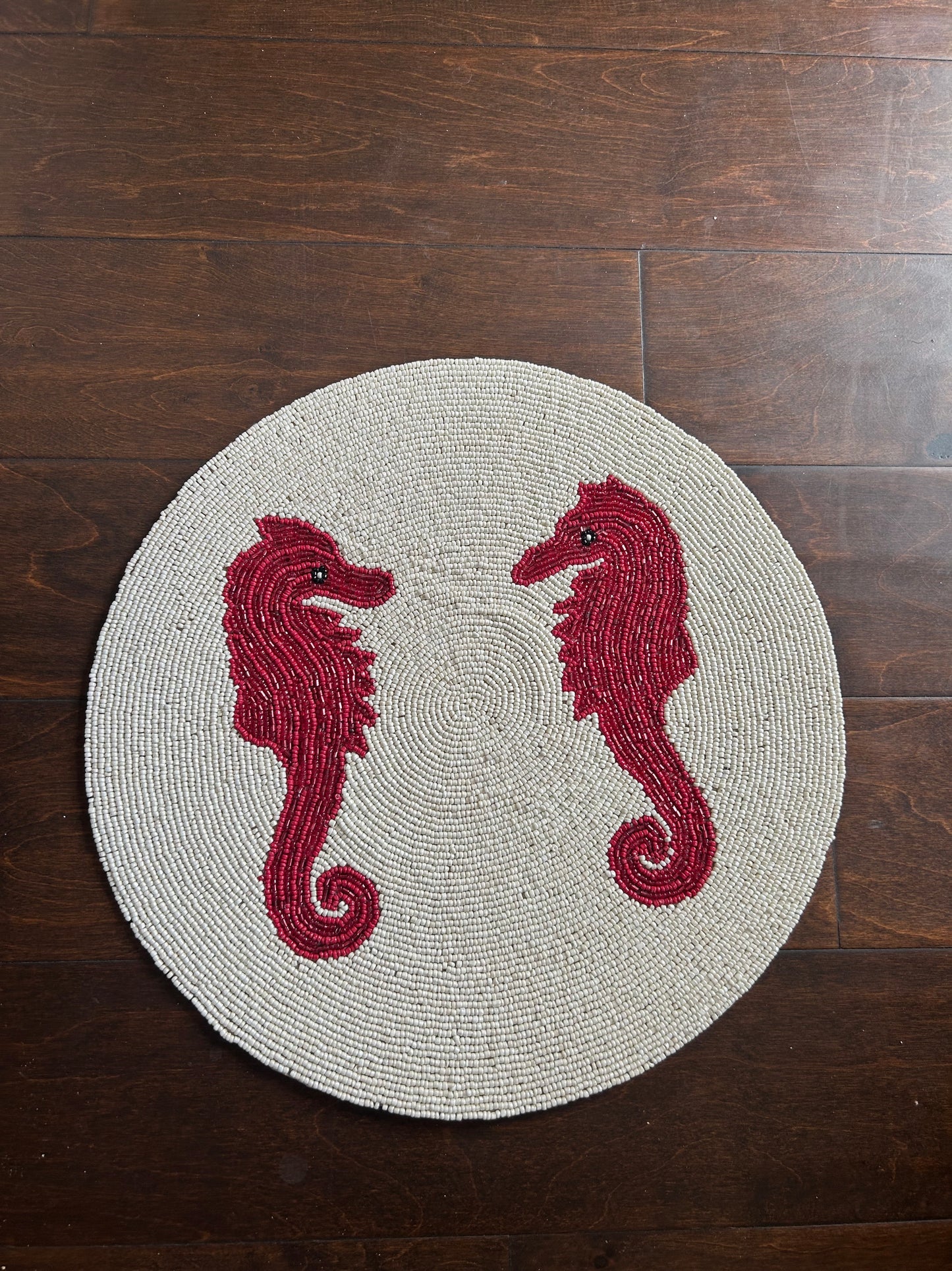 New Seahorse Beaded Placemats Chargers Set Of 2 New Nautical