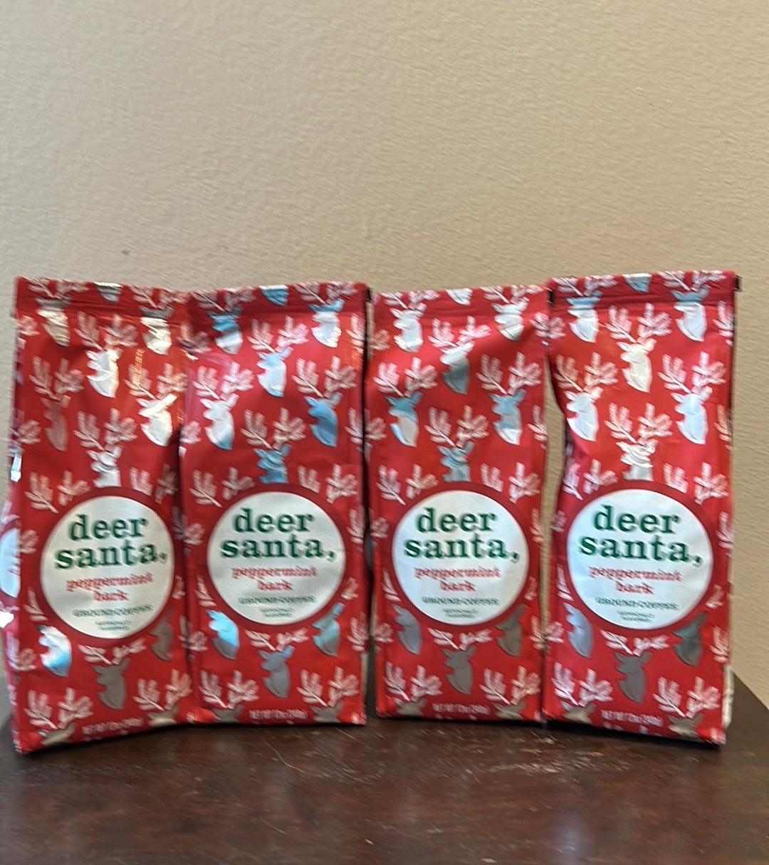 Dear Santa Peppermint Bark Ground Coffee 4 Bags - 12 Oz Each Exp 10/24