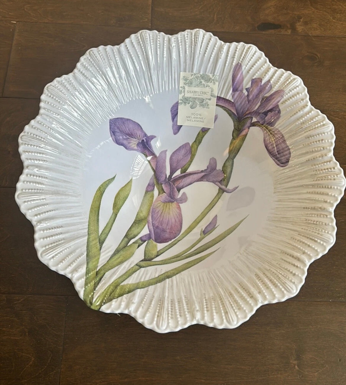 Shabby Chic Melamine Serving Bowl New Purple Iris
