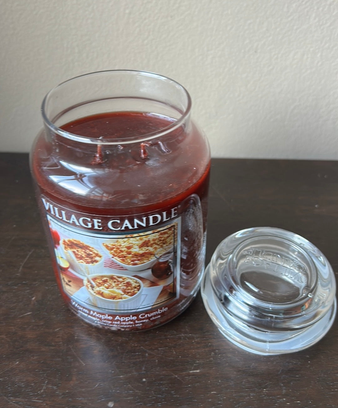 NEW Village Candle Large Warm Maple Apple Crumble 2 wicks Fall Thanksgiving