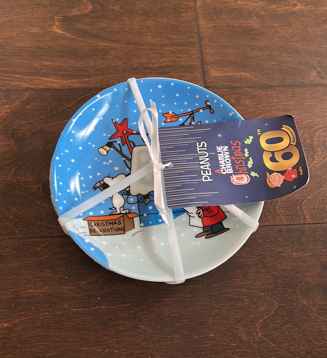 Peanuts Snoopy Christmas Appetizer/dessert Ceramic 6” Plates New Set Of 4