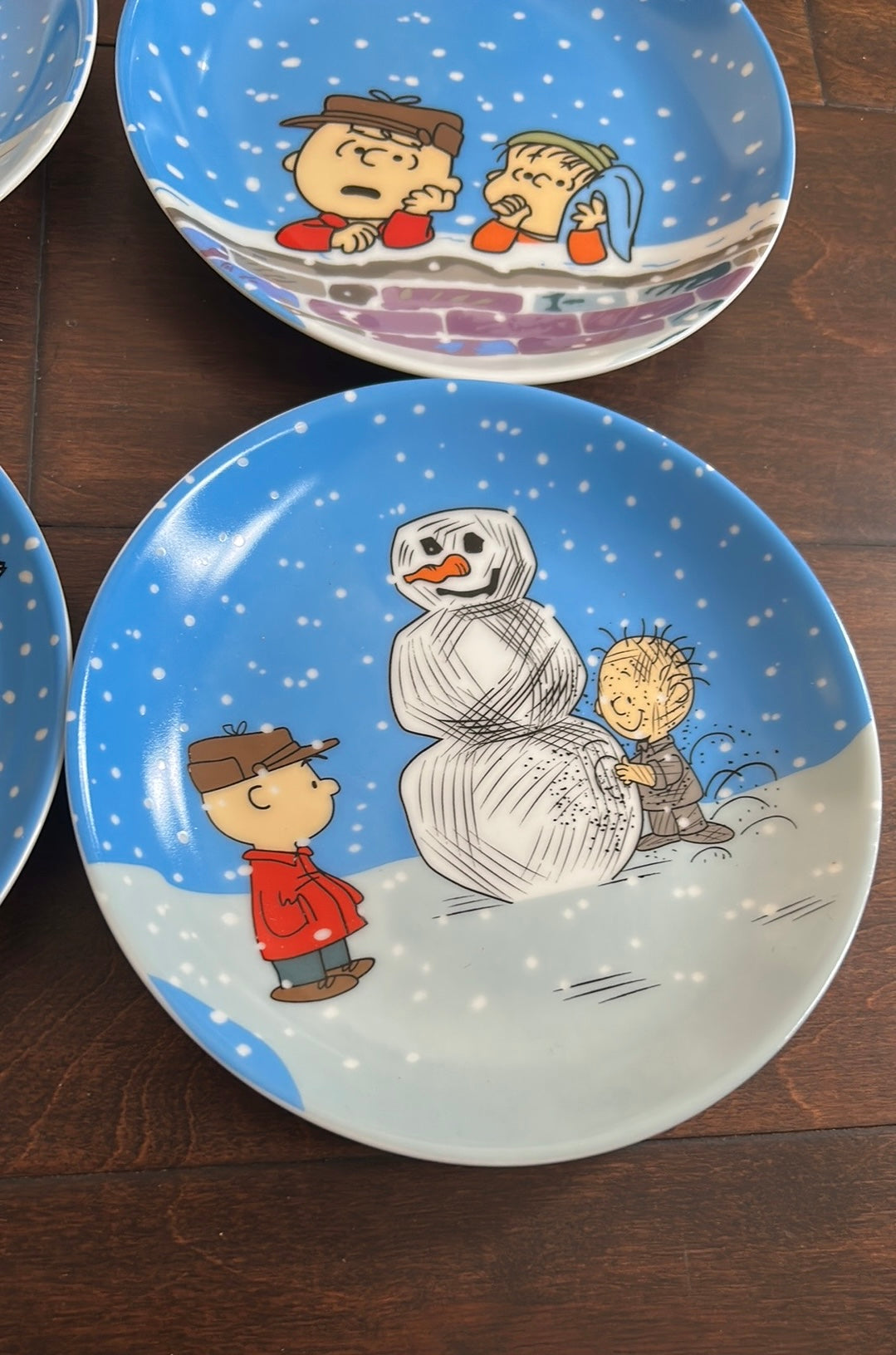 Peanuts Snoopy Christmas Appetizer/dessert Ceramic 6” Plates New Set Of 4
