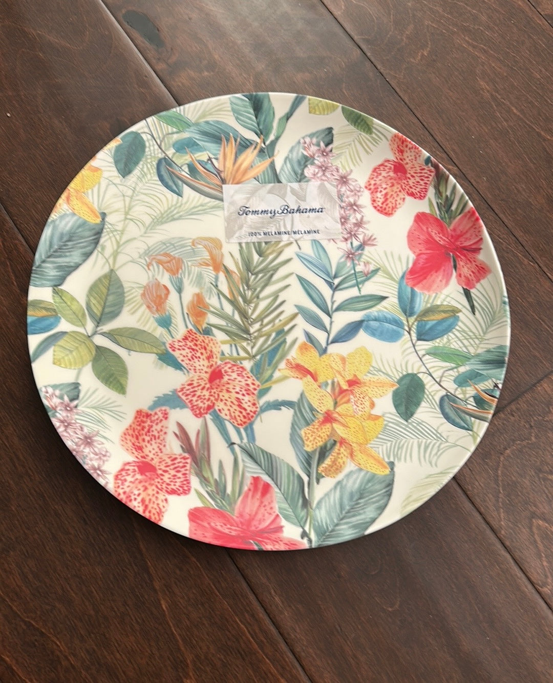 Tommy Bahama Set Of 2 Tropical Floral Print Dinner Plates New Melamine