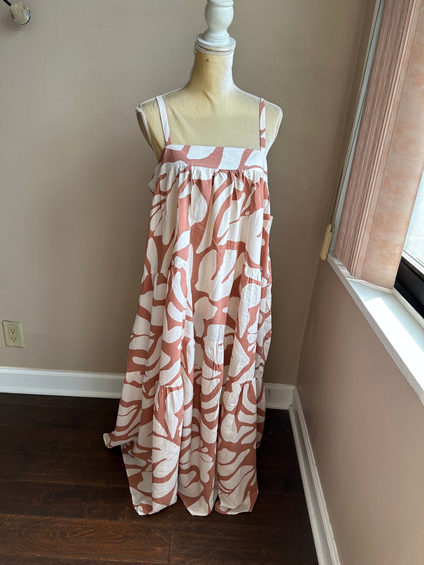 Abel the Label Anthropologie Maxi Dress NWT Strappy Boho Beige Cream