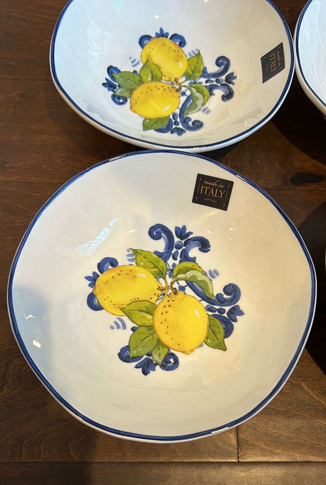 Ceramics Cuore Set Of 4 Lemon Print Salad Pasta Bowls Made In Italy 9”