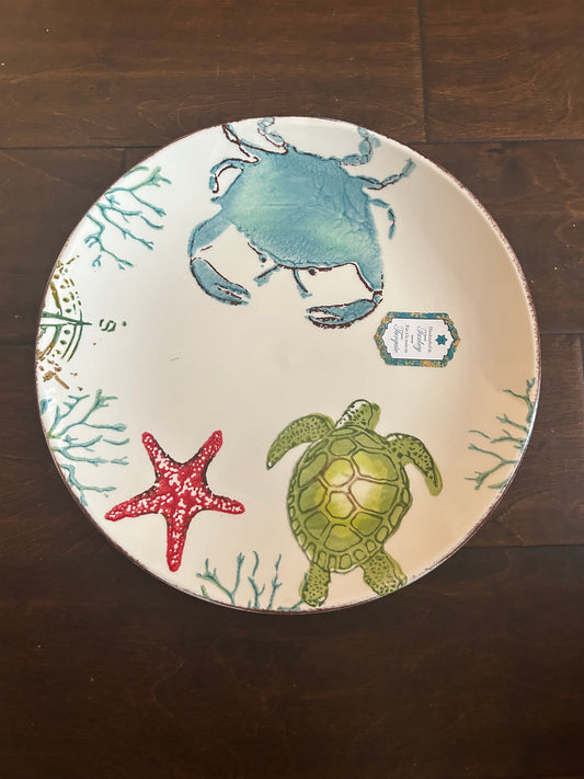 Papart Set Of 4 Dinner Plates New Ocean Life Crab Turtle Coral Reef