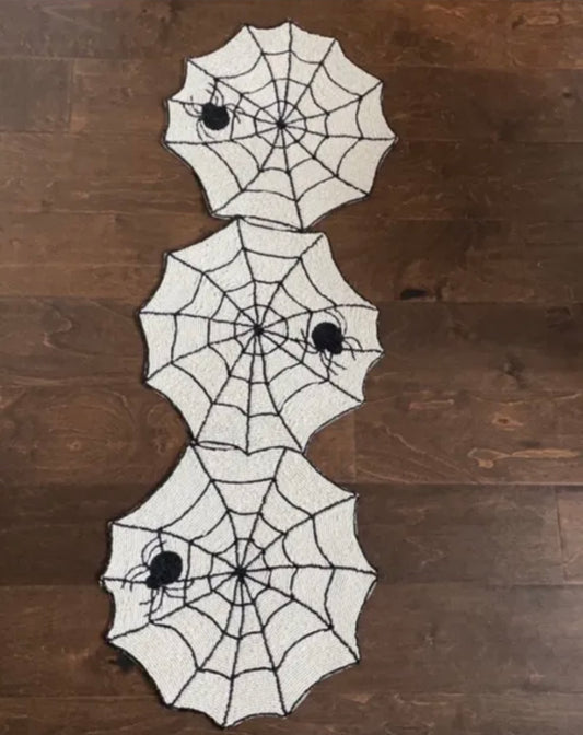 Max Studio beaded table Runner spiderweb New Halloween Table Decor