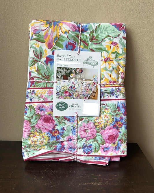 April Cornell Cotton Tablecloth Eternal Rose 60”Floral Spring New