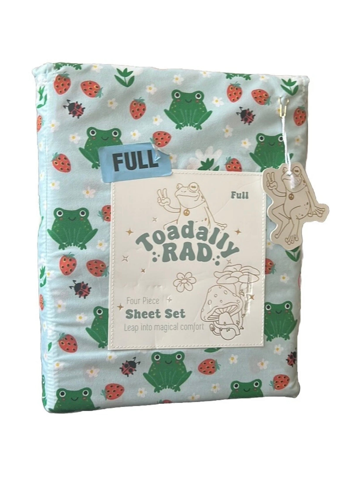 Toadally Rad Full Sheet Set Toads Frogs Strawberries New Ladybug
