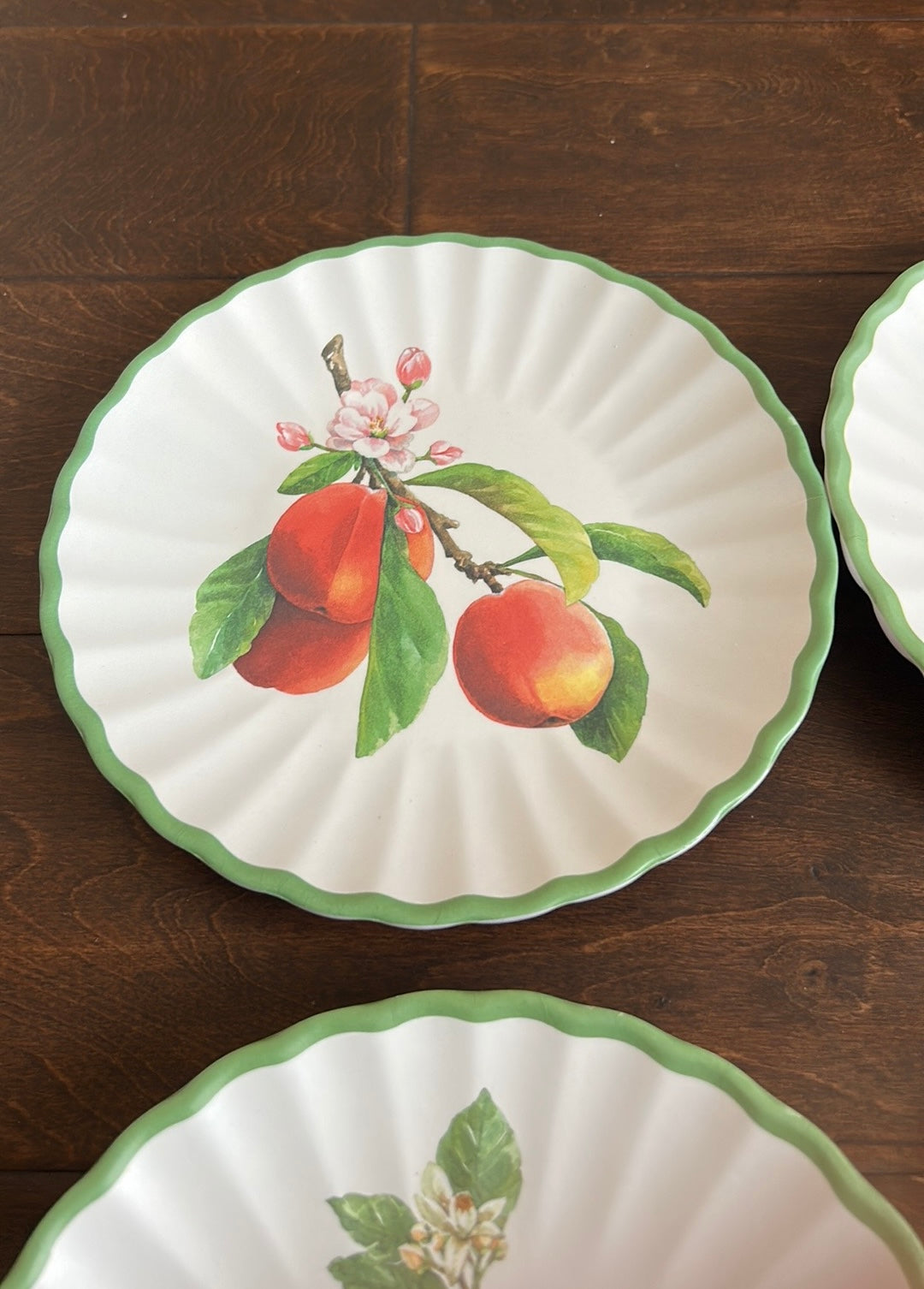 Rachel Ashwell Set Of 4 Appetizer Plates New Lemons Fruits Scalloped