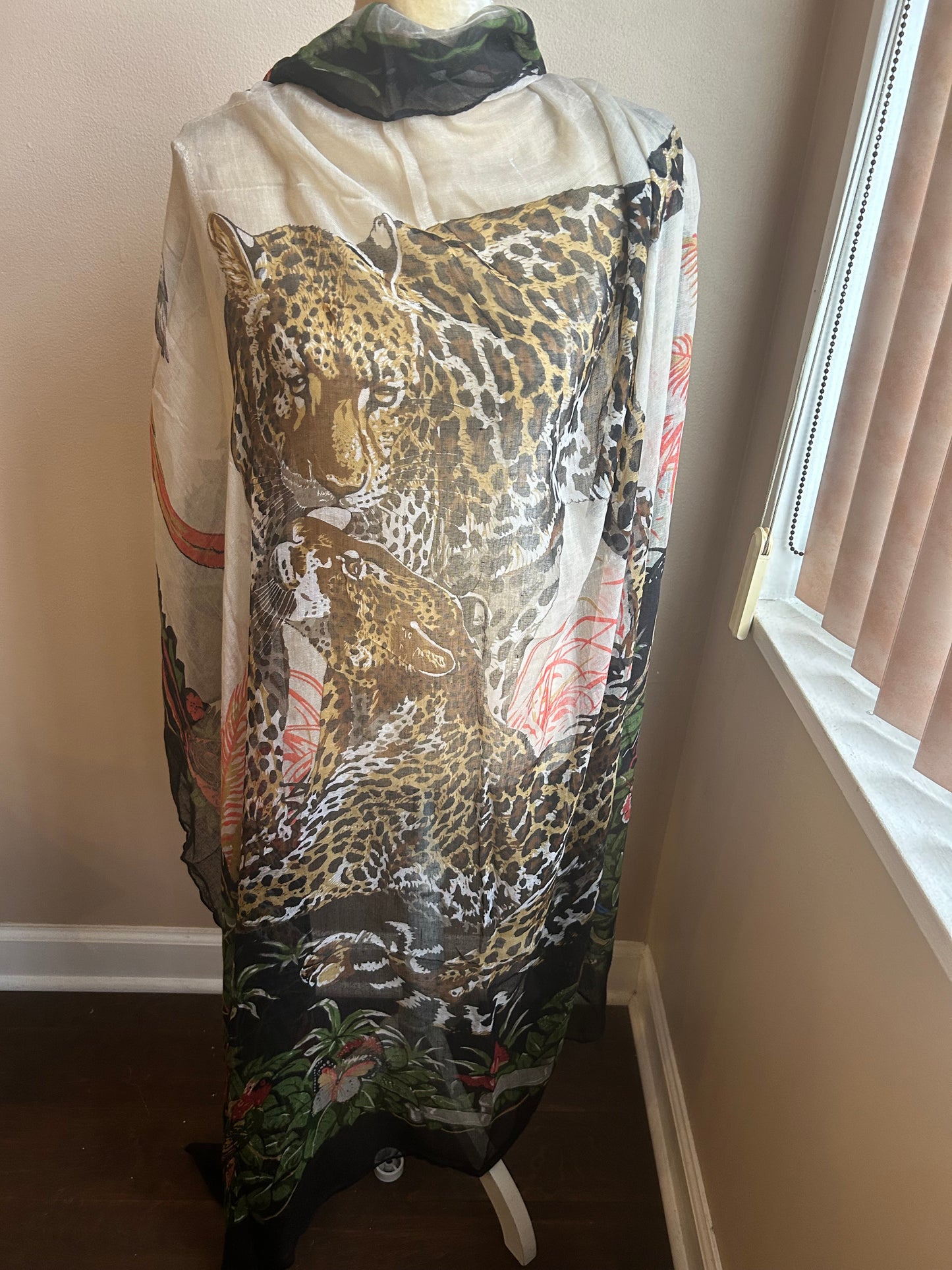 New Womens Safari Themed Leopard Print Scarf New 5100-3102