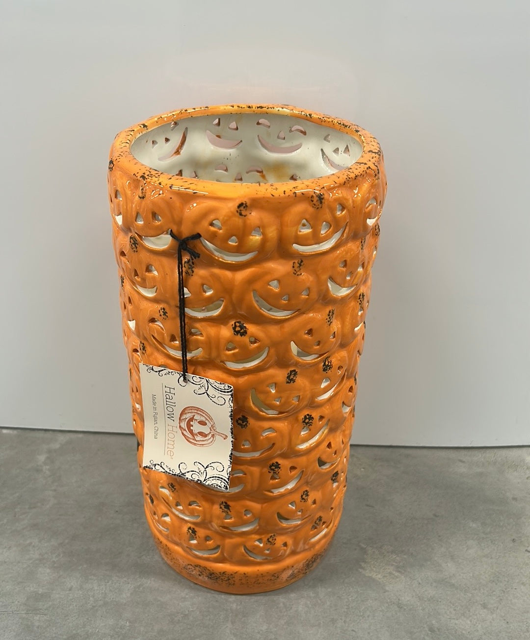 New Halloween LED Candle Holder Pumpkin Large Orange