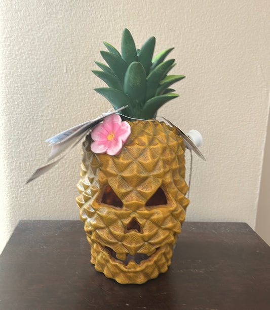 New Pineapple Halloween Summer seen Jackolantern Led Light Up 12” Tall