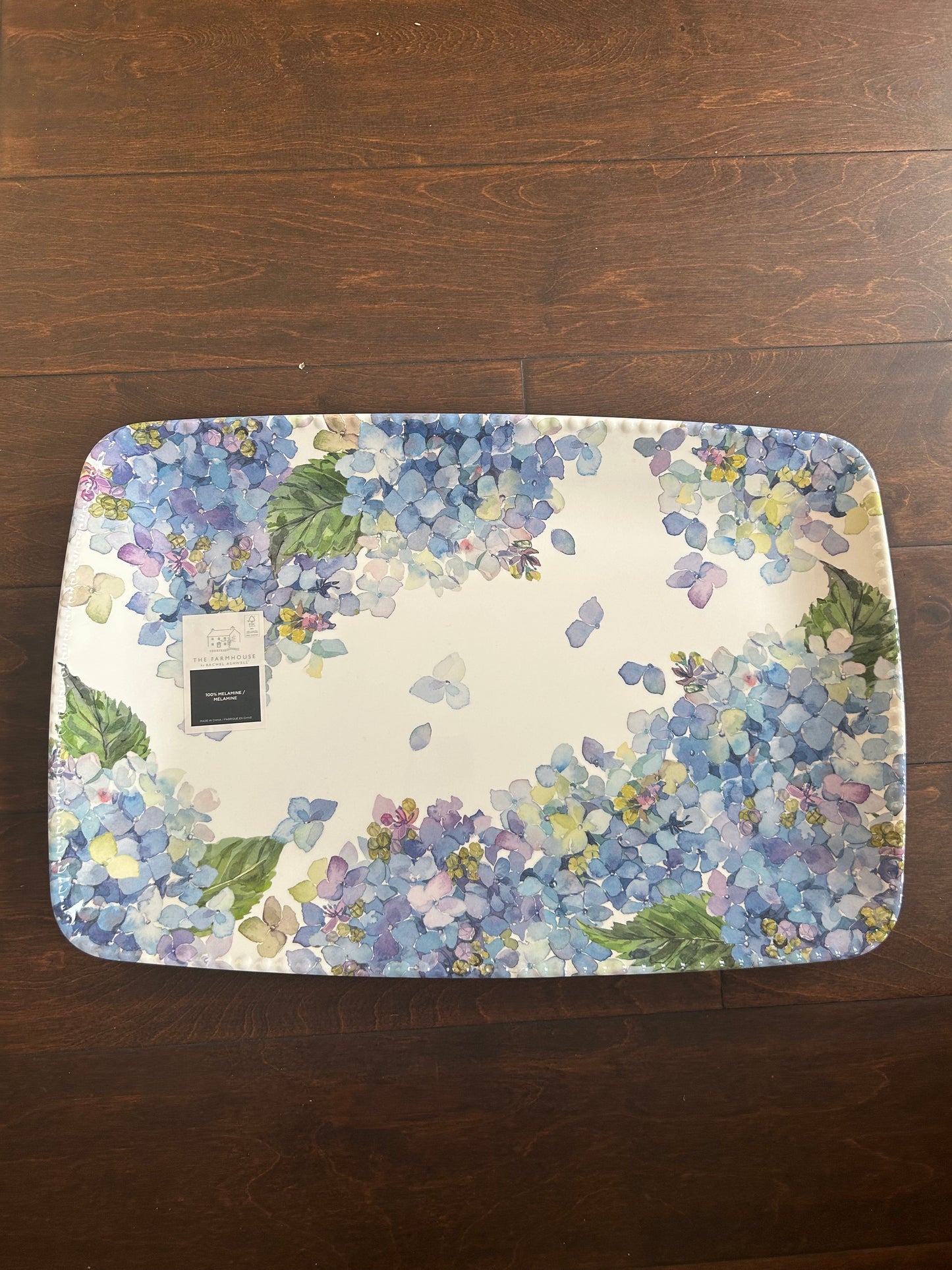 Rachel Ashwell New Hydrangea Serving Platter Floral 17 3/4”x11 1/4” Melamine