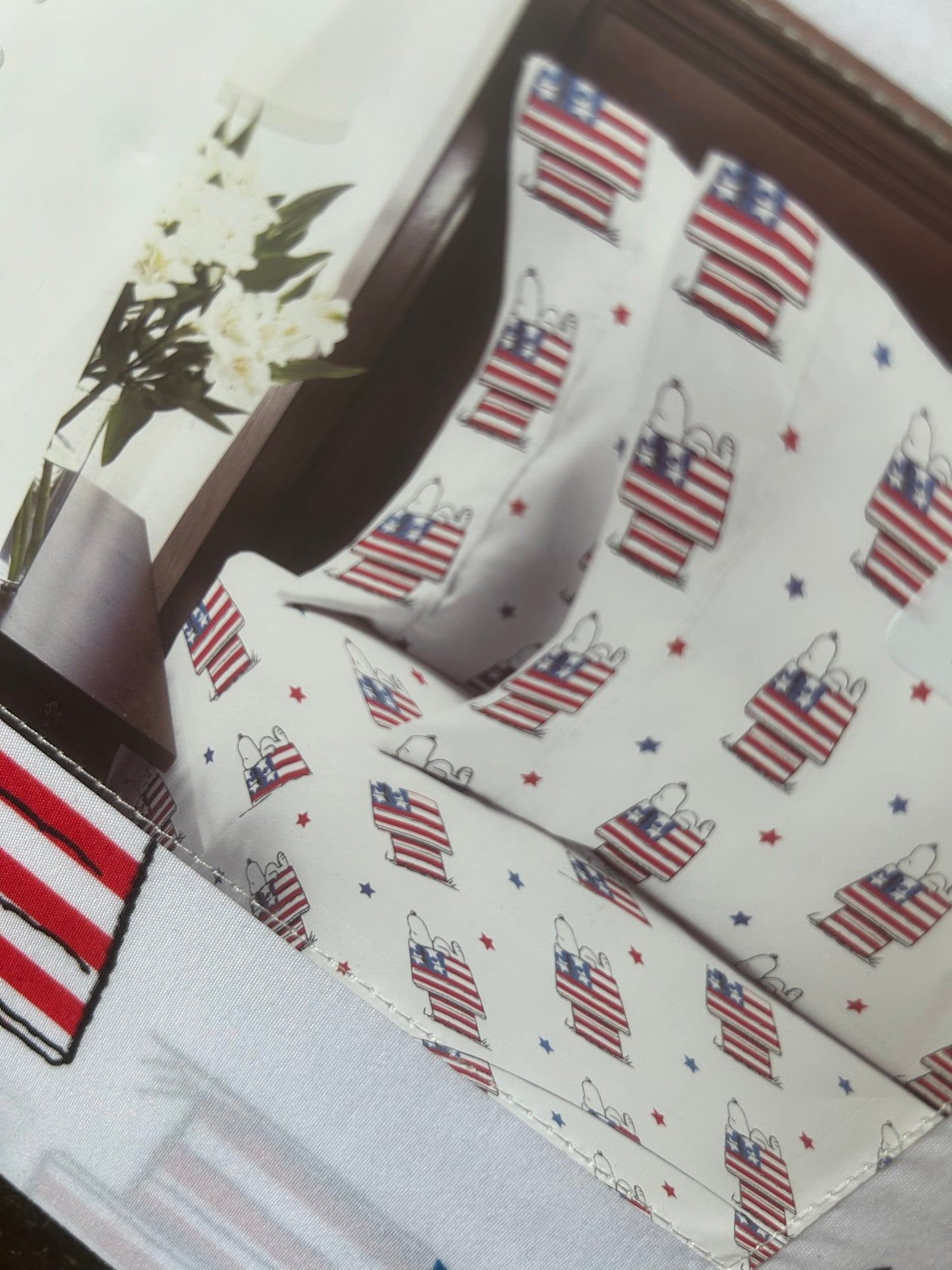 New Peanuts Snoopy Sheet Set Americana Red White Blue July 4th