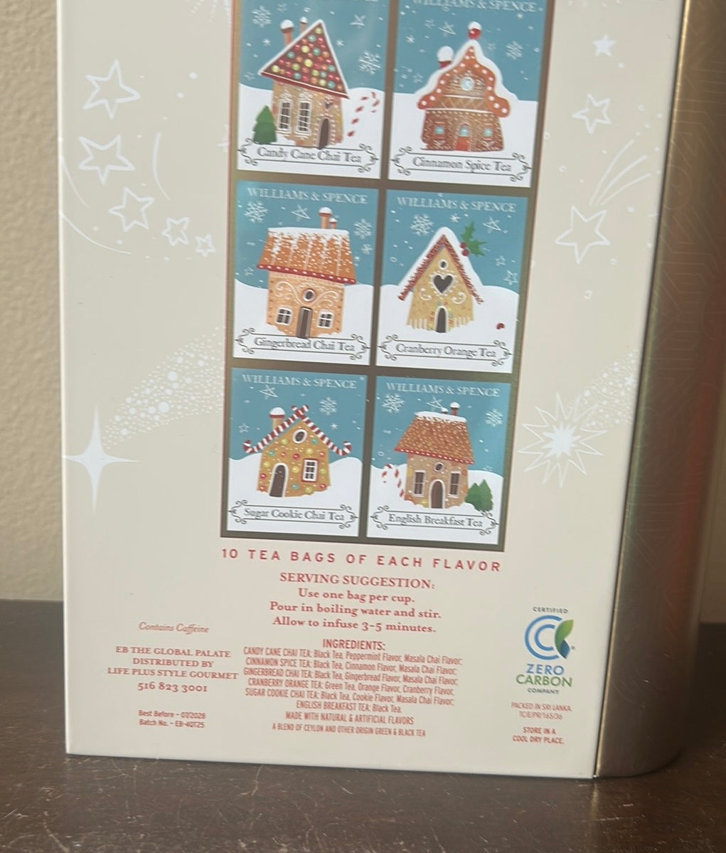 Williams & Spence Tea Christmas Gift Book Box 60 Tea Bags Exp 07/28