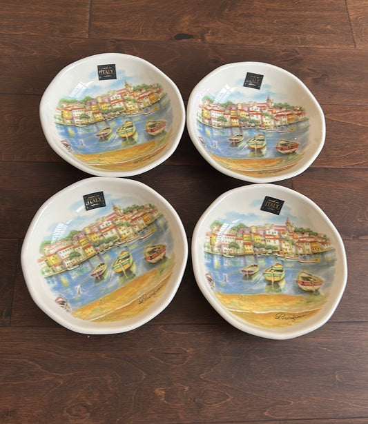 Effetti Set Of 4 Salad Bowls New Made In Italy Portofino Scene Boats