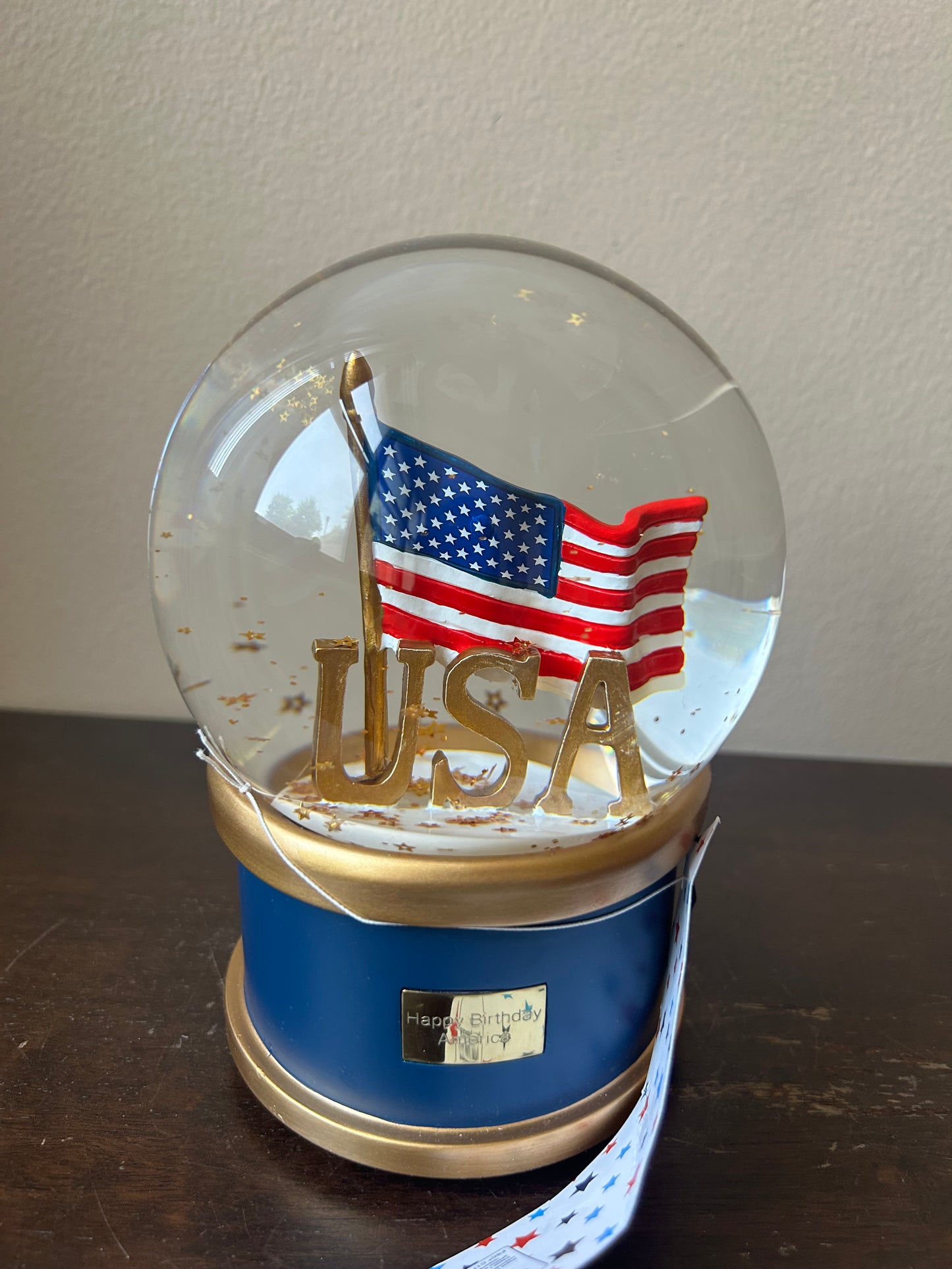 Stars & Stripes Americana Snowglobe Happy Birthday America July 4th Flag New