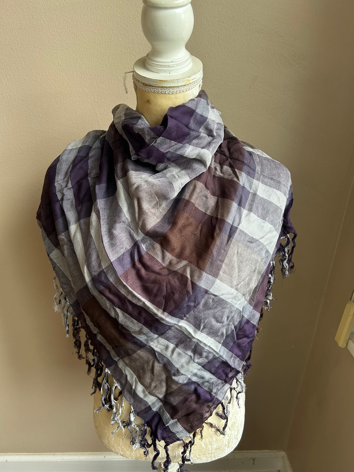 New Womens Scarf Multicolor  Plaid Fringed 5002-3102