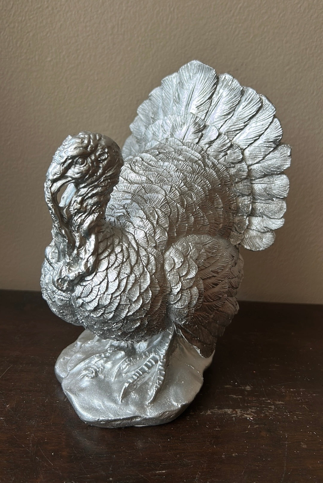 Martha Stewart Turkey Thanksgiving Fall Figurine New 9” Tall Silver NWOT