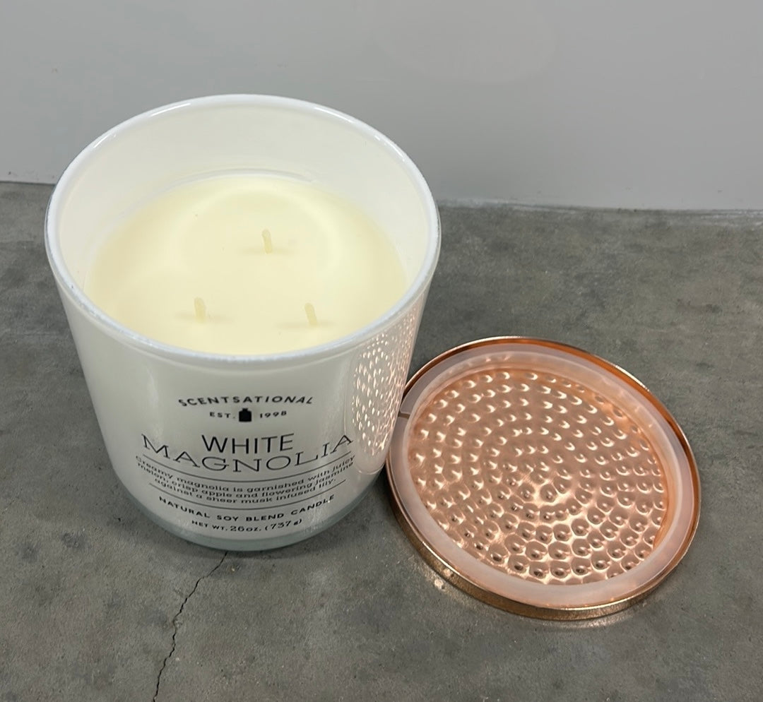Scentsational White Magnolia Candle Large Glass Jar 26oz Soy Blend New
