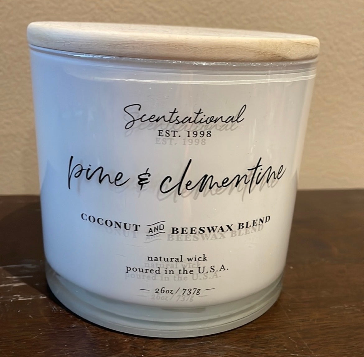 Scentsational Pine & Clementine Candle Large Glass Jar 26oz Coconut Beeswax