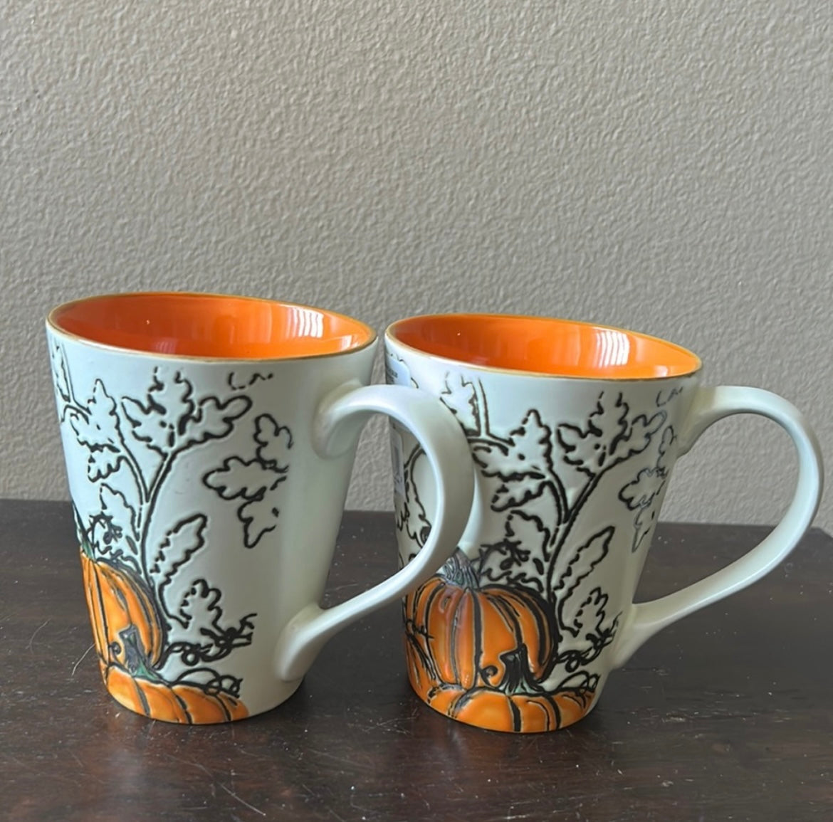 Set Of 4 Eli & Ana Pumpkin Leaves Thanksgiving Ceramic Mug ~Fall ~New