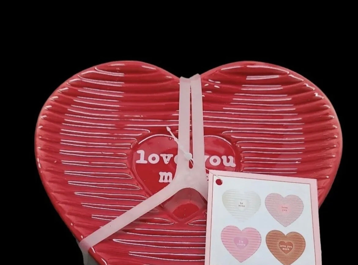 4pc Sheffield Home Valentines Conversation Heart Appetizer Dessert Plates New