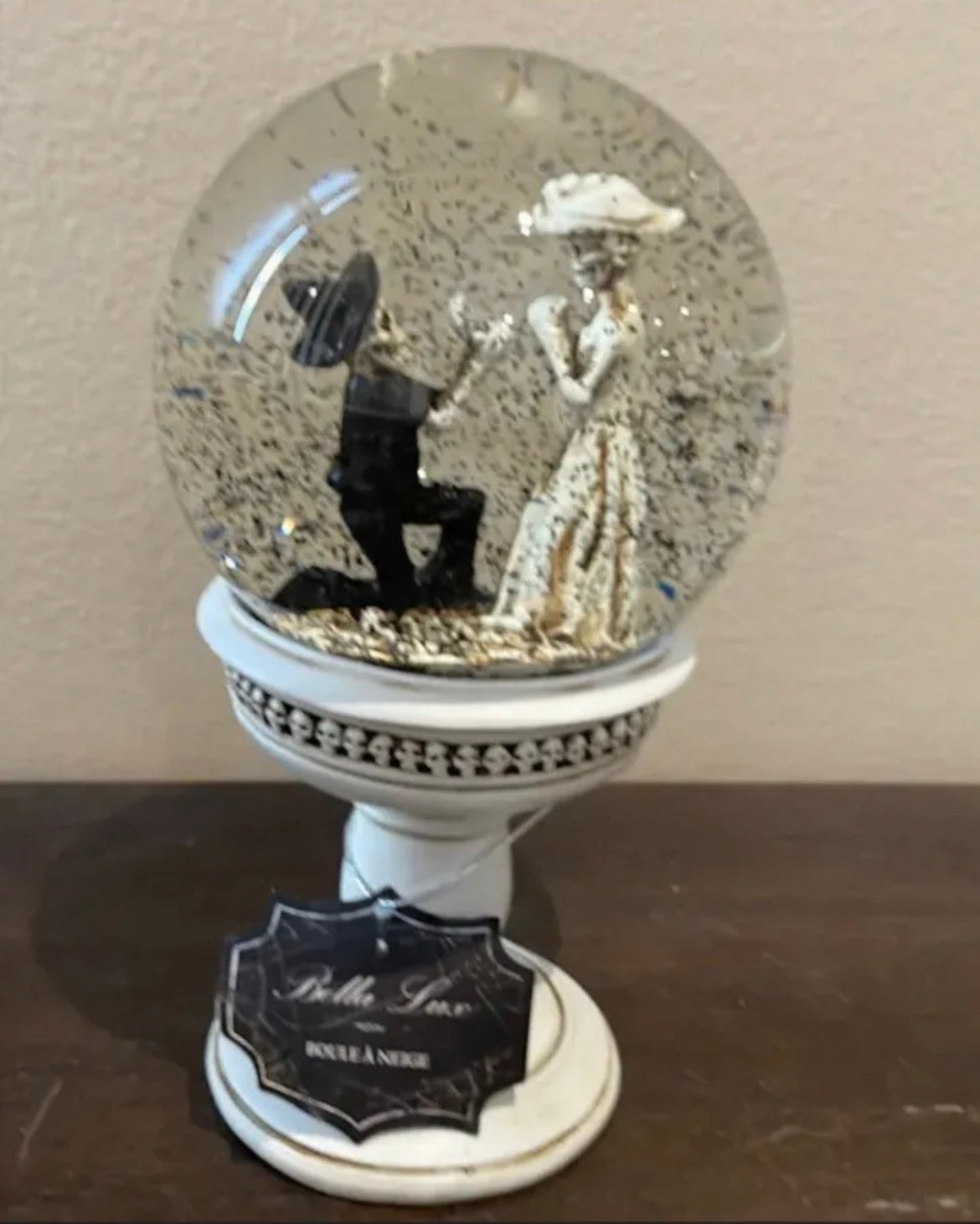 Bella Lux Halloween Skeleton Couple Water Globe Proposal New Will U Marry Me