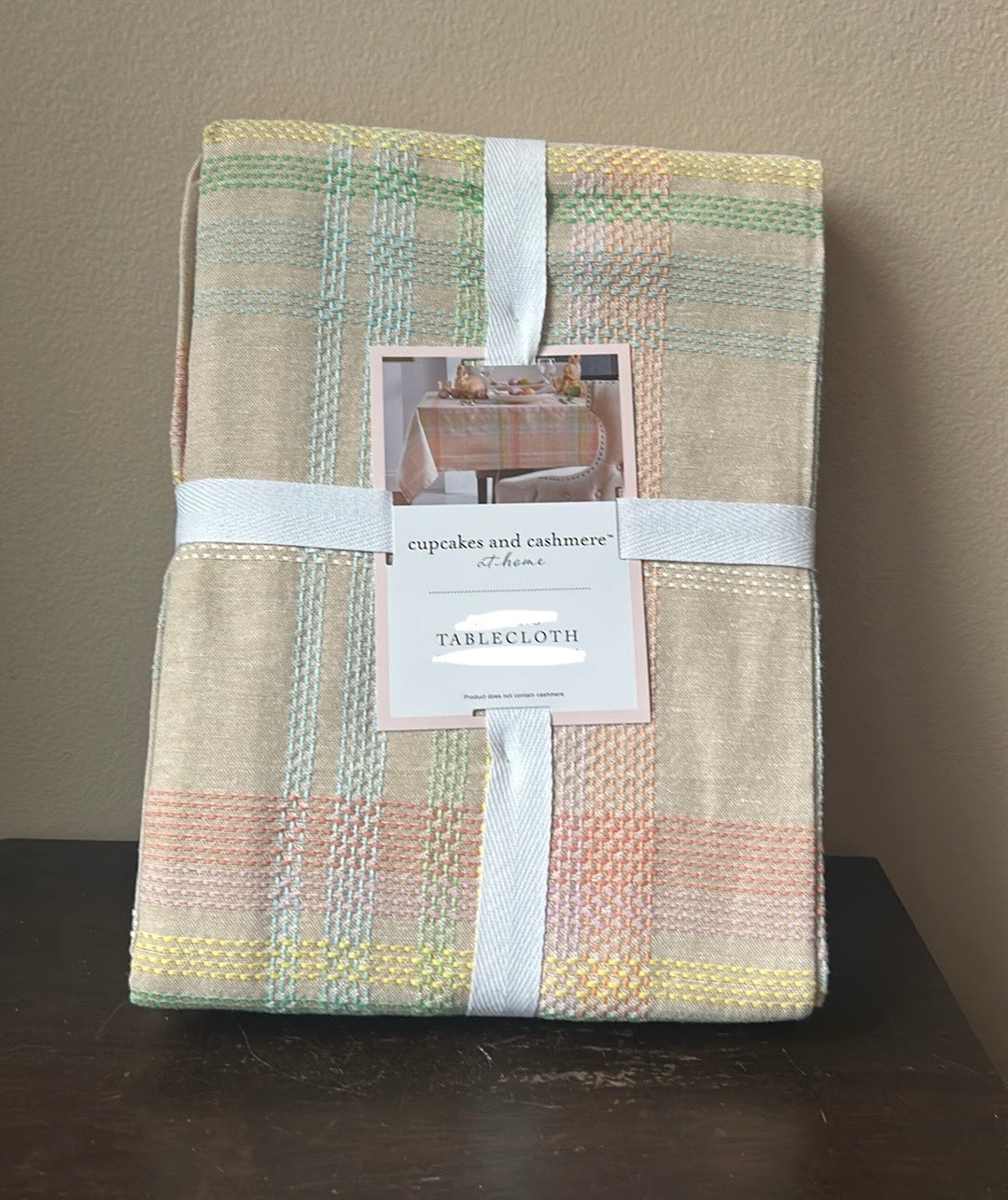 Cupcakes & Cashmere Tablecloth Easter Plaid Pastel Stitch Design  New