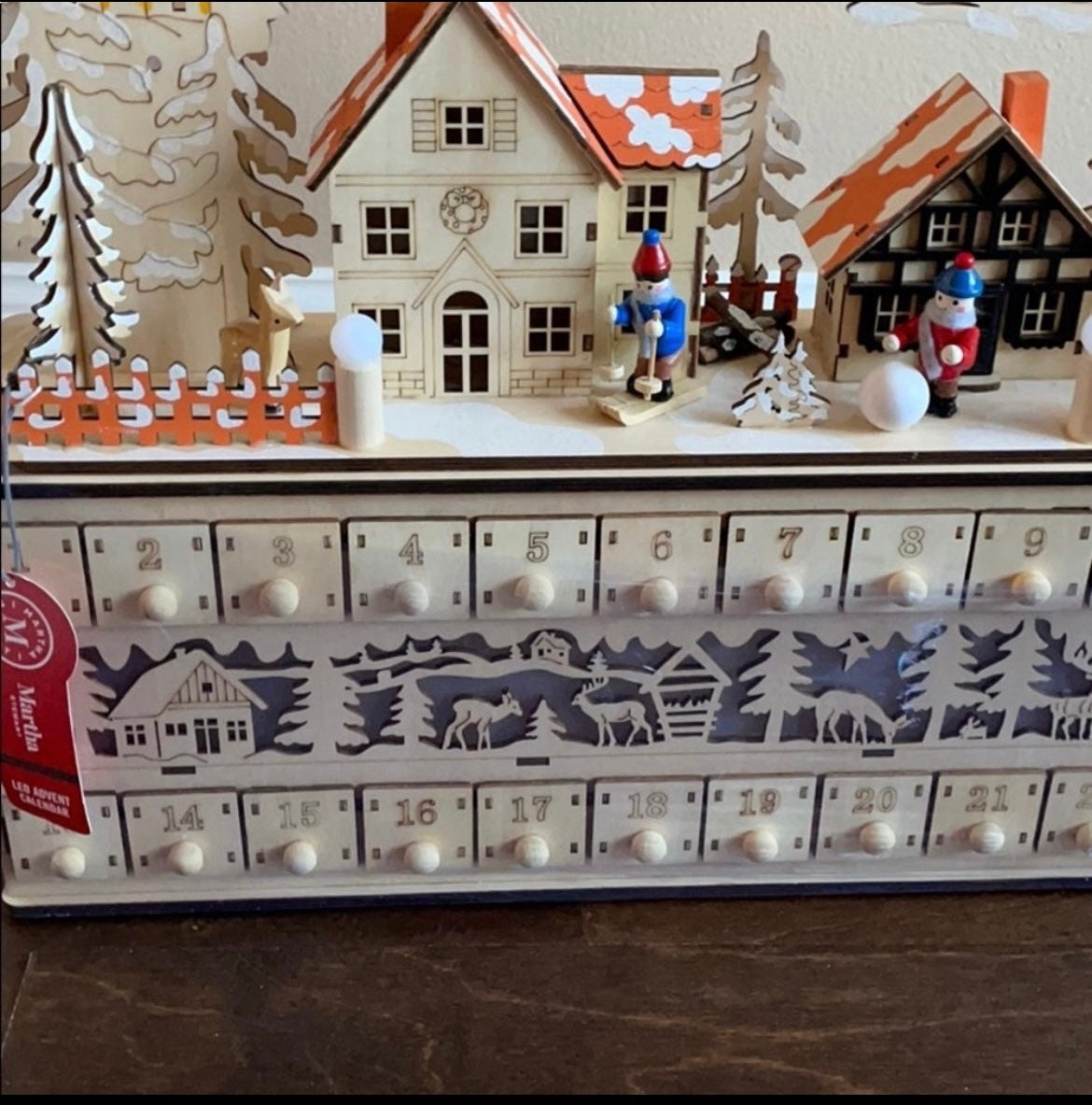 Martha Stewart LED christmas advent wood calendar New