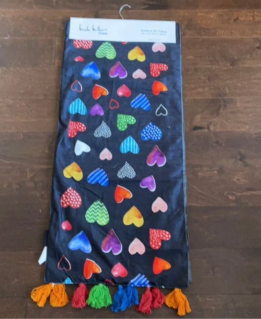Nicole Miller Valentines Day Heart Print Pride Love Joy Table Runner 16”x72”
