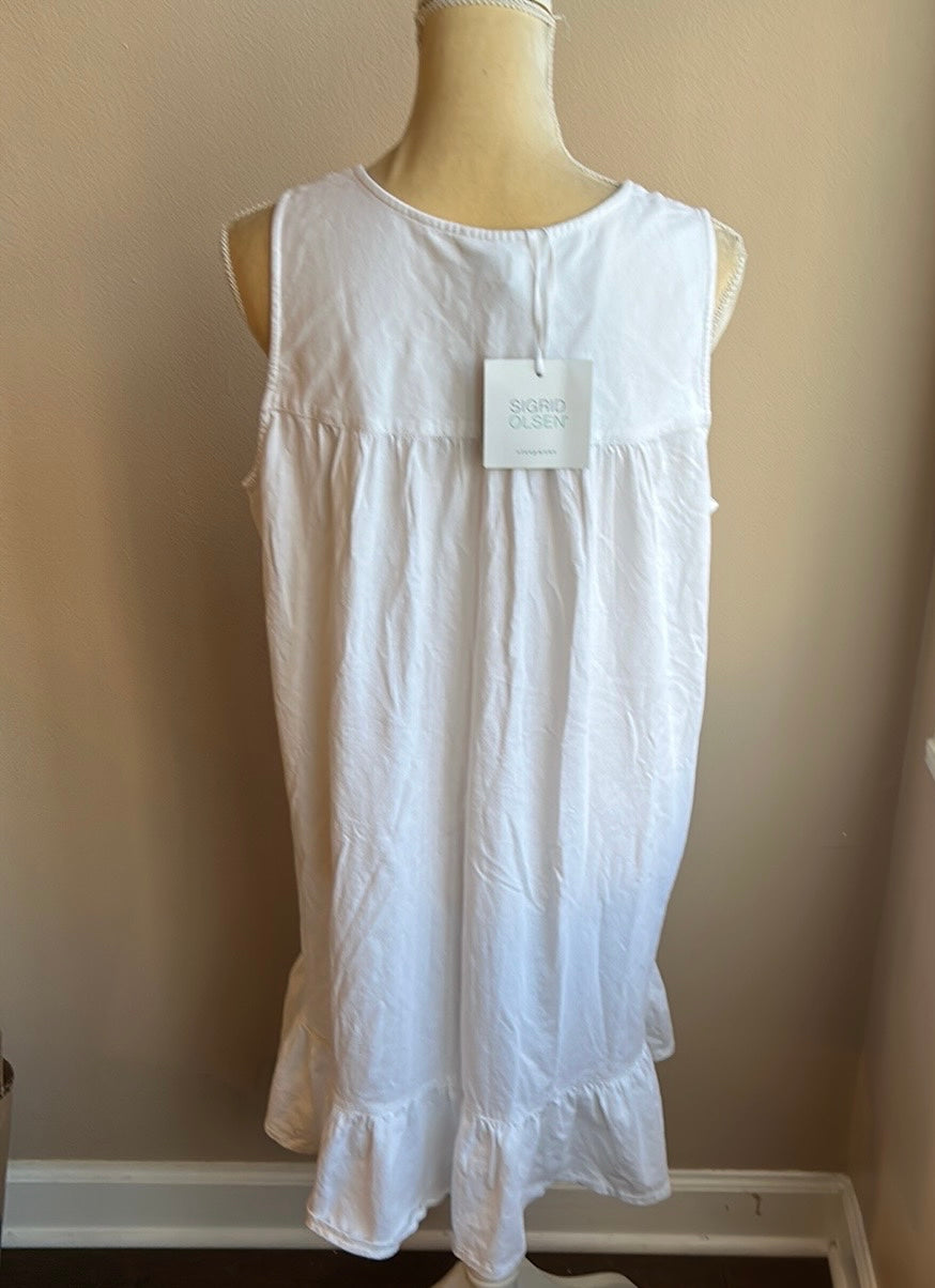 Sigrid Olsen womens White Coverup Eyelit Sz L Cotton Swimwear