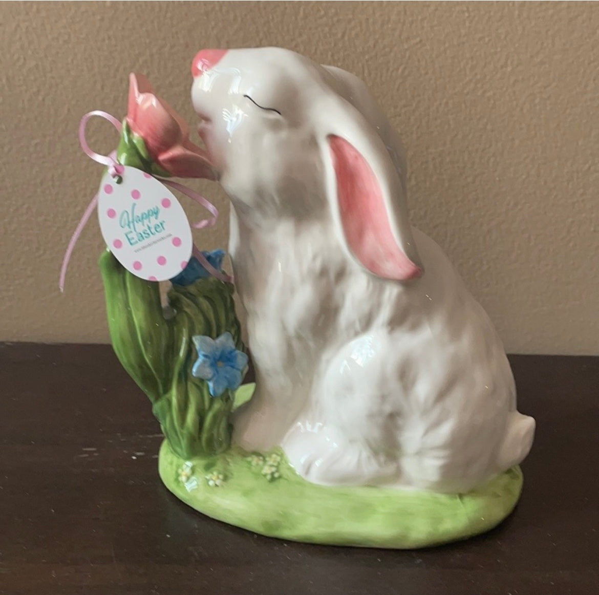 Blue Sky Clayworks Easter Bunny Smelling Flowers Figurine New