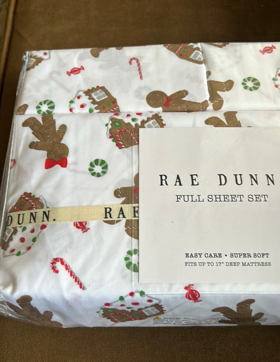 Rae Dunn Christmas Sheet Set Home Sweet Home Gingerbread Man Cookie