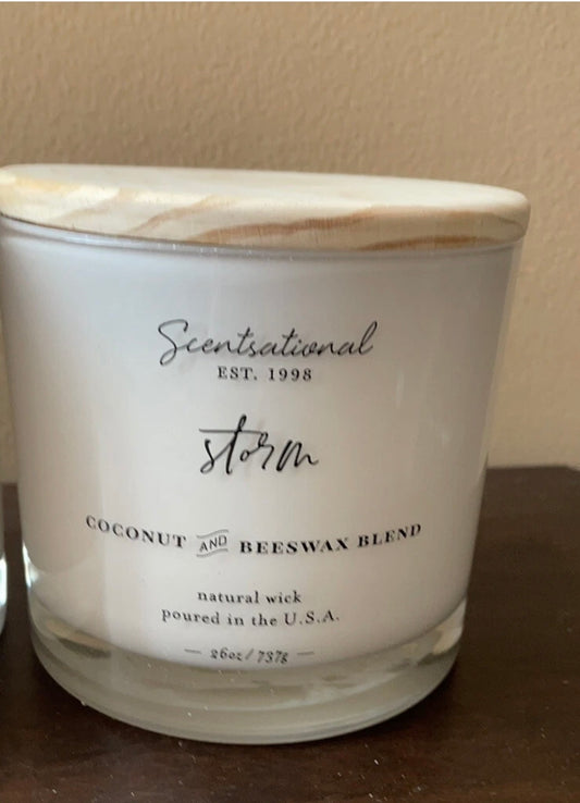 Scentsational Candle Storm Large Glass Jar 26 Oz Coconut Beeswax New