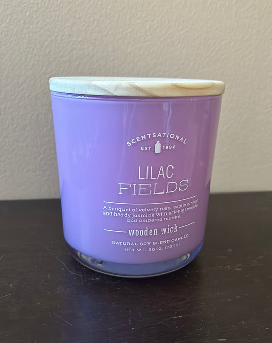 Scentsational Lilac Fields Wood Wick Candle 26 Oz Lavender  Purple Jar