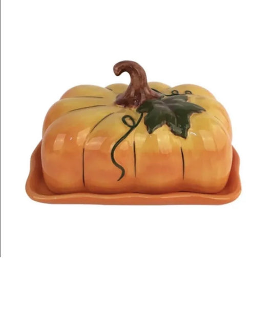 Blue Sky Clayworks Pumpkin Butter Dish Fall Gatherings Thanksgiving New