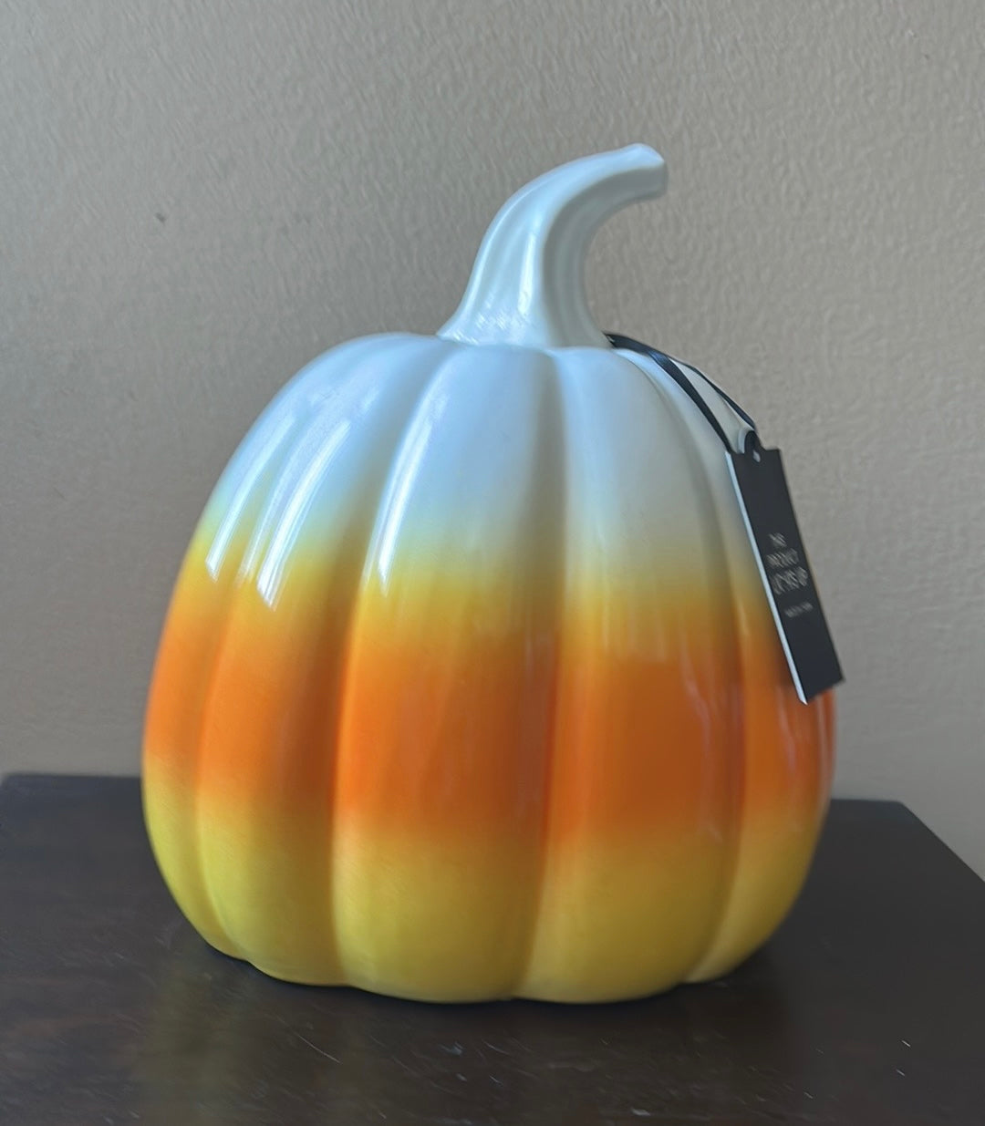 October 31 Halloween Jackolantern Light Up Ombre Orange Off White Ceramic