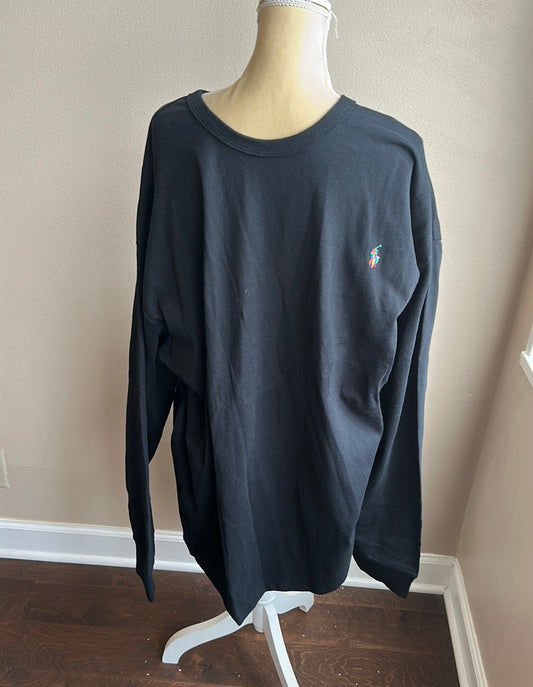 Polo Ralph Lauren Mens Black Tshirt Long Sleeve 3XLT Pony Logo In Back Cotton