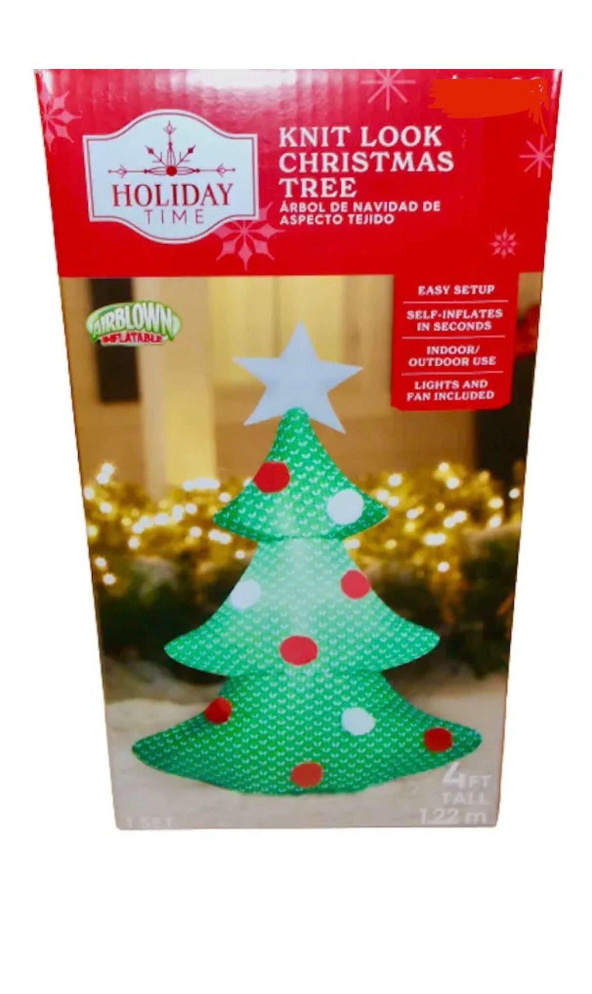 Holiday Time Airblown Christmas Tree Inflatable Knit Look LED 4ft Tall New